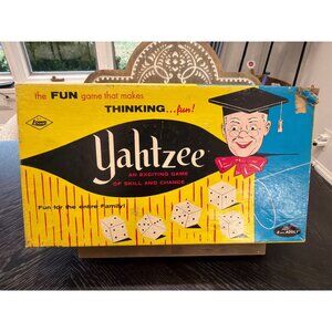 Vintage 1956 Yahtzee Board Game By E.S. Lowe Co.  Set W/ Box Dice Scorepad & Chi